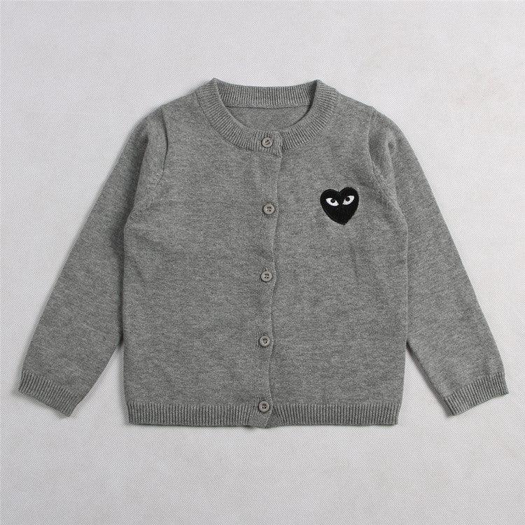 Toddler Kids Solid Color Love Embroidery Cardigan Cotton Thread Knitted Cardigan Coat - PrettyKid