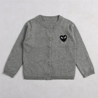 Toddler Kids Solid Color Love Embroidery Cardigan Cotton Thread Knitted Cardigan Coat - PrettyKid