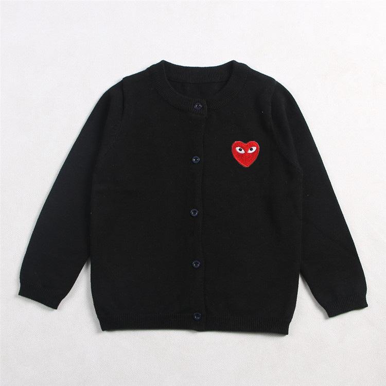 Toddler Kids Solid Color Love Embroidery Cardigan Cotton Thread Knitted Cardigan Coat - PrettyKid