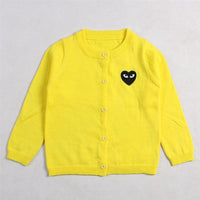 Toddler Kids Solid Color Love Embroidery Cardigan Cotton Thread Knitted Cardigan Coat - PrettyKid