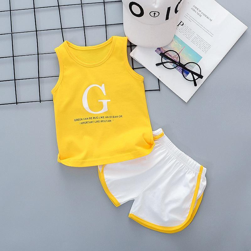 2-piece Letter Pattern Vest & Shorts for Children Boy - PrettyKid