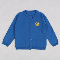 Toddler Kids Solid Color Love Embroidery Cardigan Cotton Thread Knitted Cardigan Coat - PrettyKid