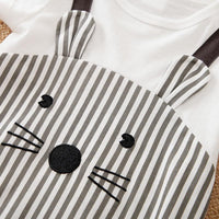 Baby Cartoon Animal Pattern Striped Jumpsuit - PrettyKid