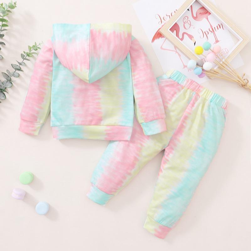 Baby Girl Tie-dye Hooded Top & Tie-dye Pants - PrettyKid