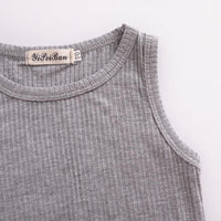 Solid Sleeveless Knitted Bodysuit Wholesale children's clothing - PrettyKid