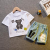 trendy baby clothes wholesale Toddler Boy Bear Pattern T-shirt & Letter Pattern Shorts - PrettyKid