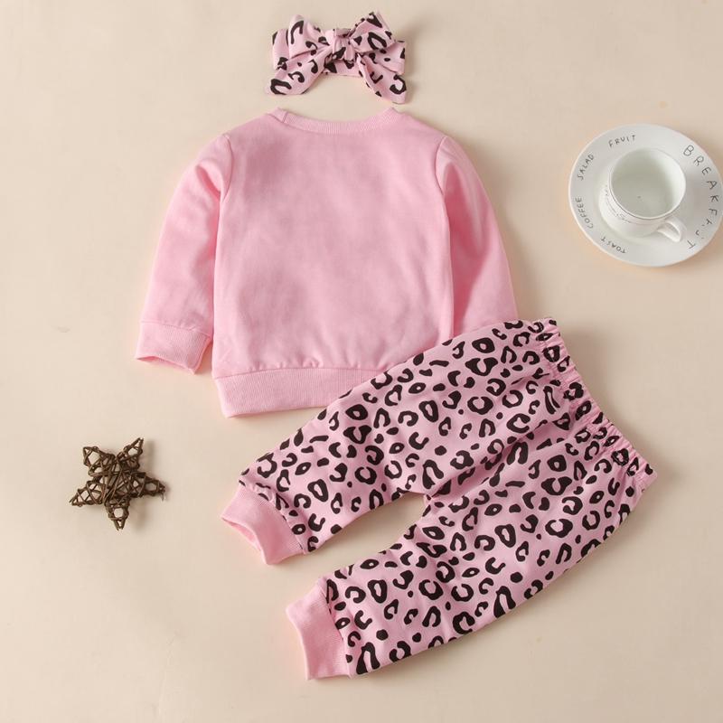 3-piece Leopard Headband & Sweatshirt & Leopard Pants for Baby Girl - PrettyKid