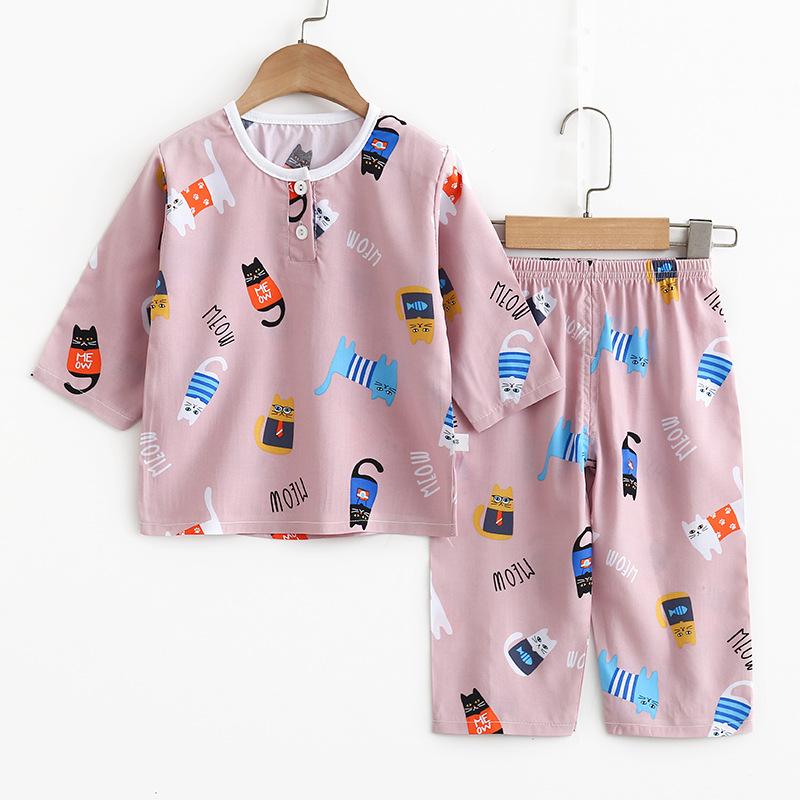 Toddler Boy Cartoon Animal Print Pajama Top & Capri Pants - PrettyKid