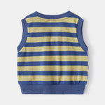18months-6years Toddler Boy Spring Children's Clothing Wholesale 2022 New Boy Vest V-Neck Striped All-Match Vest Top Cover - PrettyKid