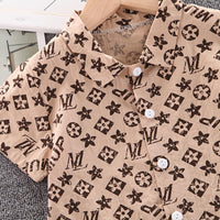 Toddler Boy Letter Print Shirt Suit - PrettyKid