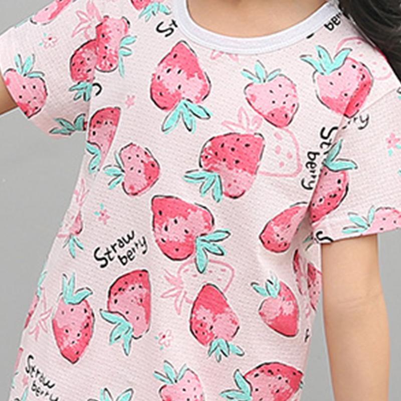 2-piece Strawberry Pattern Pajamas Sets for Toddler Girl - PrettyKid