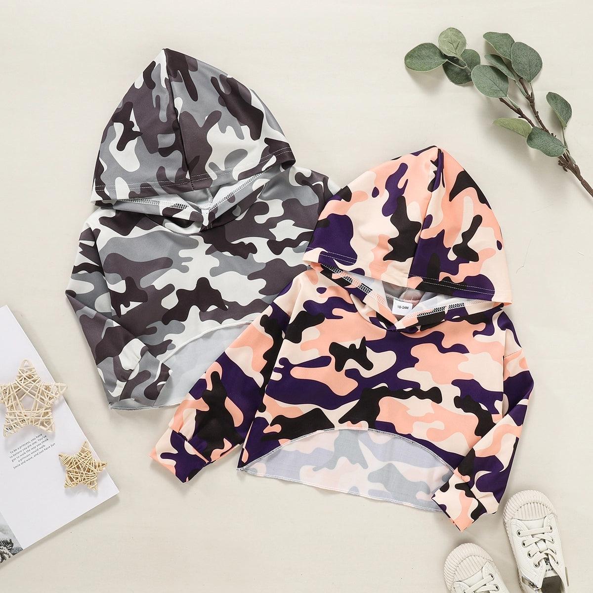 Toddler Children Girls Long Sleeve Hooded Camo Hoodie Coat - PrettyKid