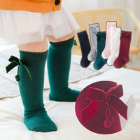 Velvet Bowknot Knee-High Stockings - PrettyKid