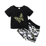 Baby Boy And Toddler Boy Butterflies T-Shirts Camouflage Patchwork Shorts Wholesale Boy Sets - PrettyKid
