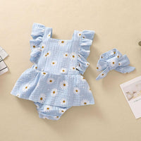 Baby Girl 2pcs Floral Pattern Bodysuit & Headhand - PrettyKid