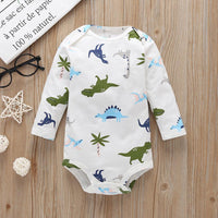 Baby Boys Cartoon Dinosaur Printed Vest Coat Bodysuit Pants Set Trendy Baby Clothes Wholesale - PrettyKid