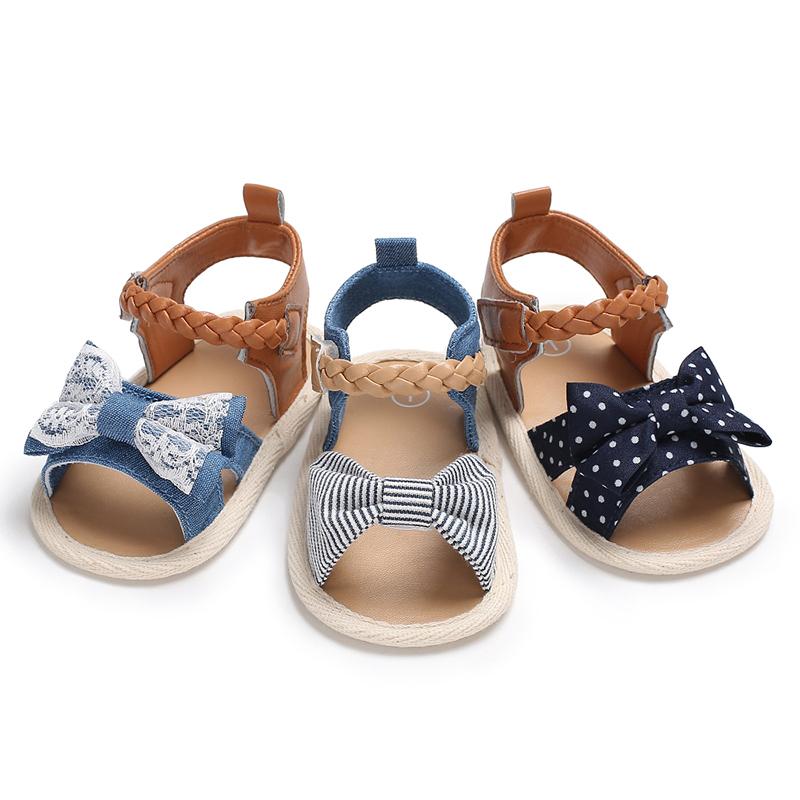 Bow Decor Canvas sandals for Baby Girl Children's clothing wholesale - PrettyKid