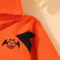 Toddler Kids Printed Halloween Pumpkin Hooded Cotton Long Sleeve Set - PrettyKid