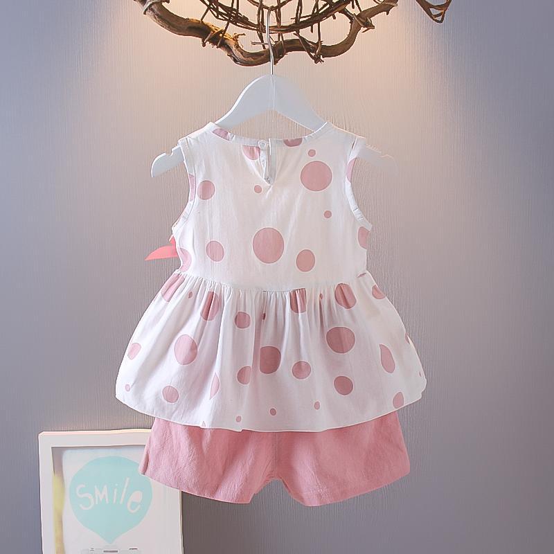 Toddler Girl Polka Dot Bow Decor Sleeveless Top & Shorts - PrettyKid