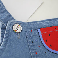 Toddler Boy Striped T-shirt & Watermelon Pattern Kangaroo Pocket Overalls - PrettyKid