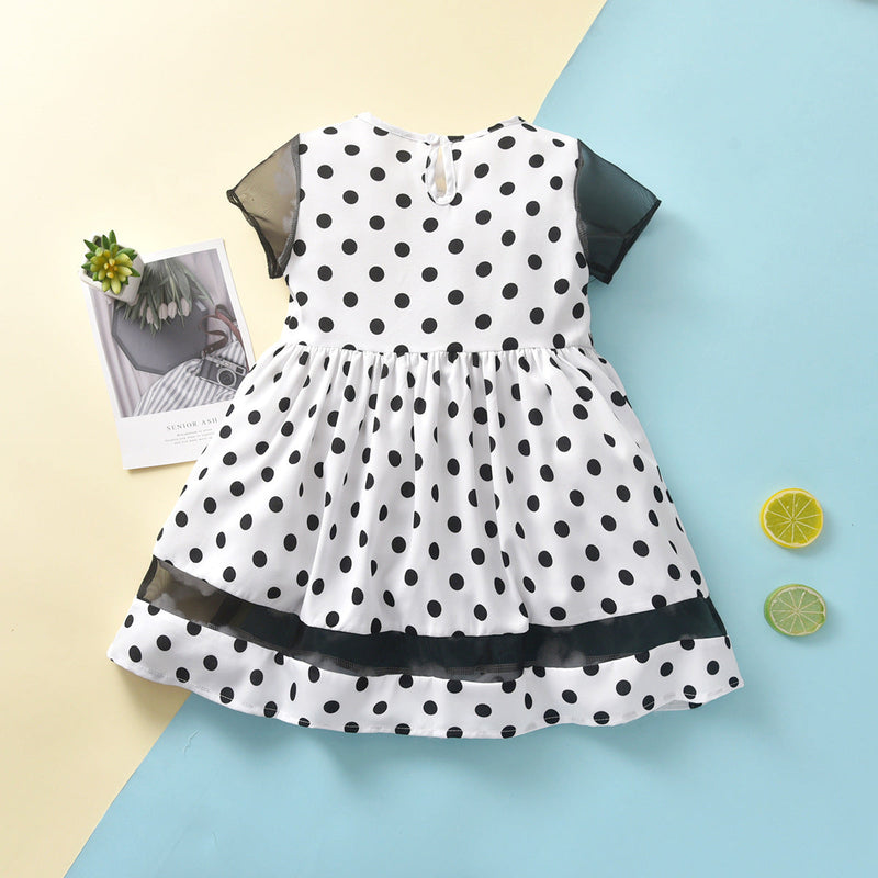 18M-6Y Toddler Girls Polka Dots Shorts Sleeve Dresses Wholesale Girls Fashion Clothes