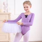 Big Kid Girl Clothes Solid Color Long Sleeve Dance Bodysuit And Mesh Skirts - PrettyKid