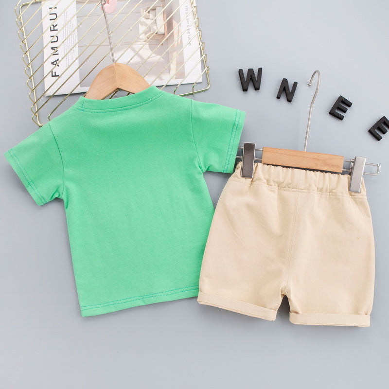 Baby Boy Lettering & Graffiti Print T-Shirt And Shorts Baby Boy Clothing Sets - PrettyKid