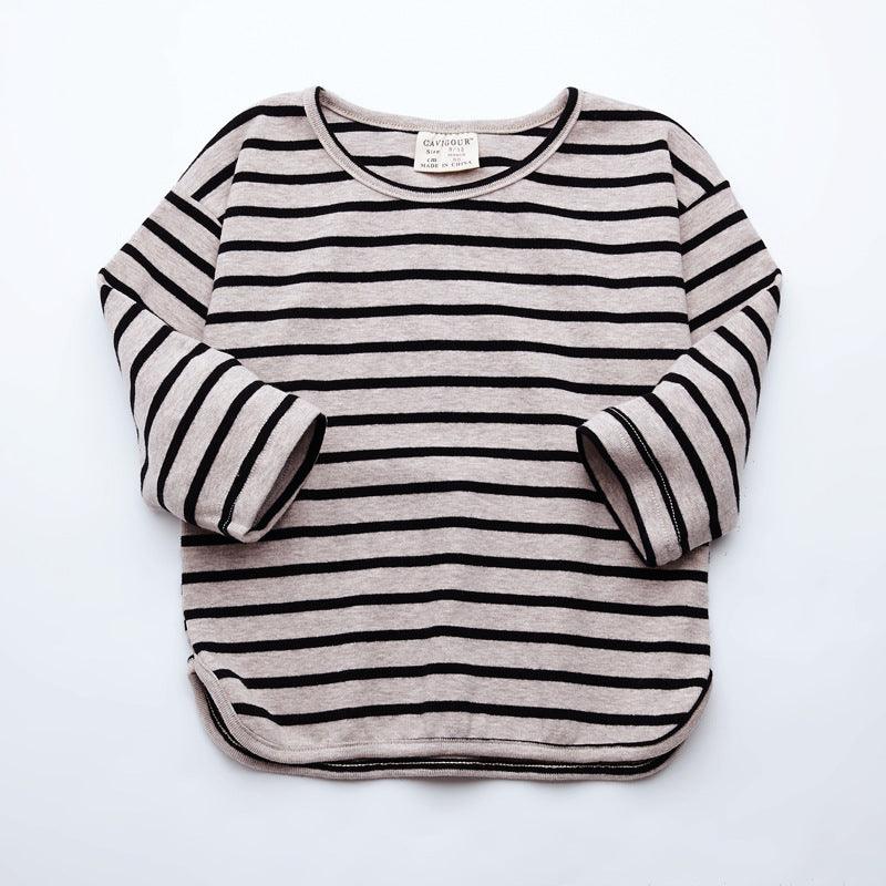 Toddler Girls' Cotton Stripe Round Neck T-Shirt Top - PrettyKid