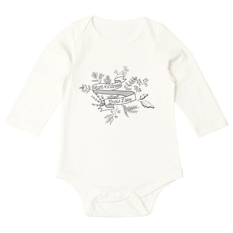 Baby Long Sleeve Leaf Print Bodysuit Cheap Rompers Baby - PrettyKid