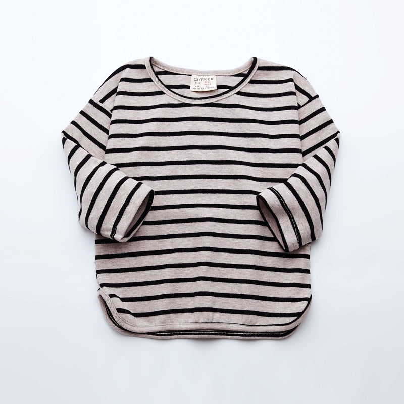 Toddler Girls' Cotton Stripe Round Neck T-Shirt Top - PrettyKid