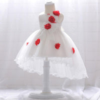 Baby Girl 3D Flower Decor Bowknot Sleeveless Mesh Formal Dress - PrettyKid