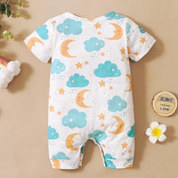 Baby Cartoon Starry Sky Print Romper - PrettyKid