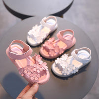 kids designer clothes wholesale Toddler Girl Solid Color 3D Flower Decor Sandals Wholesale - PrettyKid