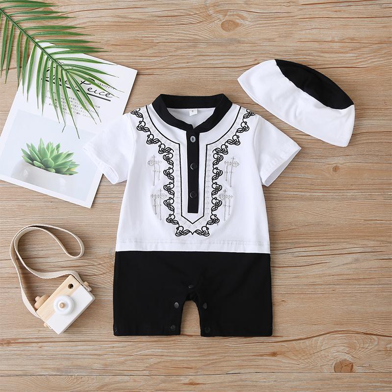 Baby Boy Color-block Embroidery Bodysuit & Hat Children's Clothing - PrettyKid