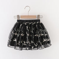 Girl Embroidered Flower Mesh Skirt - PrettyKid