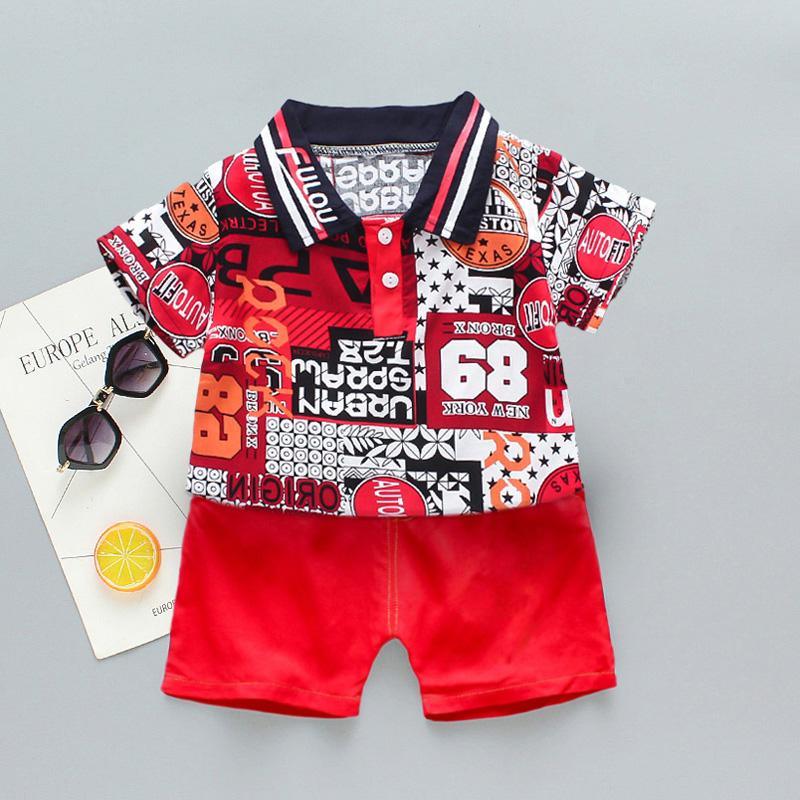 2-piece Letter Pattern Polo Shirt & Shorts for Children Boy - PrettyKid