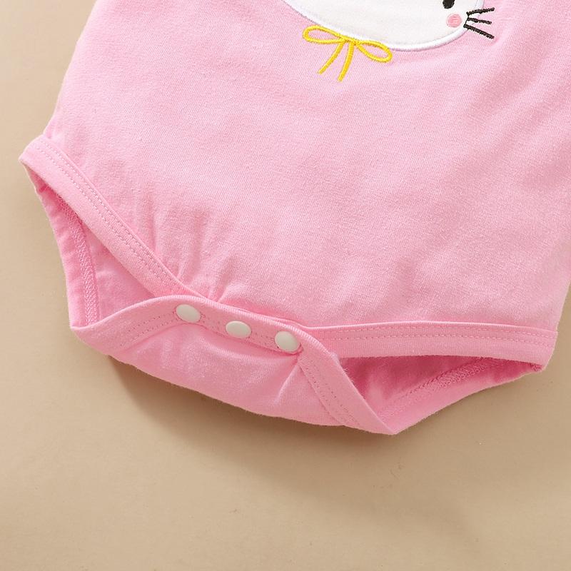 Baby Girl Rabbit Pattern Romper & Mesh Skirt & Bowknot Headband - PrettyKid