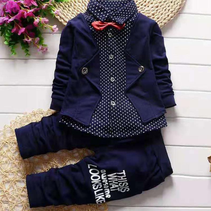 2-piece Gentleman Suit & Letter Pattern Pants for Children Boy - PrettyKid
