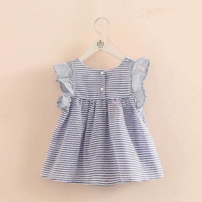 Grow Girl Bowknot Striped Dress - PrettyKid