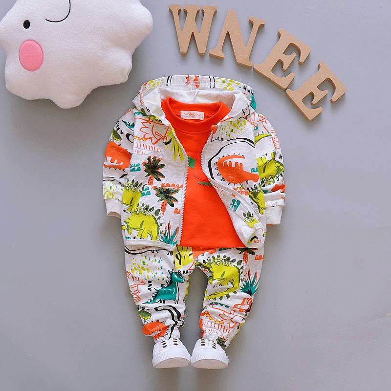 3-piece Floral Printed Hooded Coat & Sweatshirts & Pants for Children Boy - PrettyKid