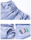 Boys Solid Color Cartoon Letter R Printed Short Sleeve T-shirt Denim Shorts Summer Set - PrettyKid