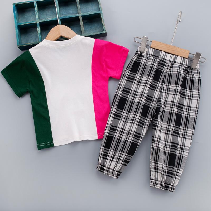 Grow Boy Letter Smiley Color Contrast Top & Plaid Shorts - PrettyKid