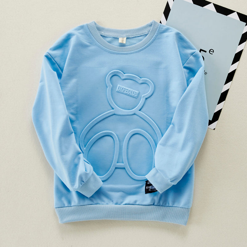 Wholesale Kids Boys Bear Print Drop Shoulder Pullover Sweatshirt in Bulk - PrettyKid