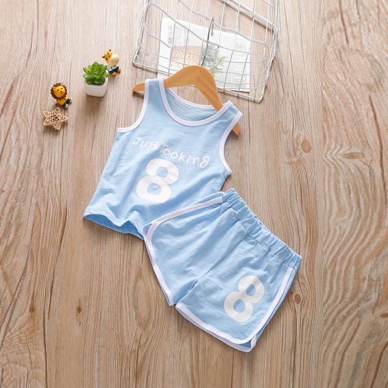 2-piece Letter Pattern Vest & Shorts for Children Boy - PrettyKid