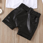 2-piece Shirt & Shorts Leather Pants for Toddler Girl - PrettyKid