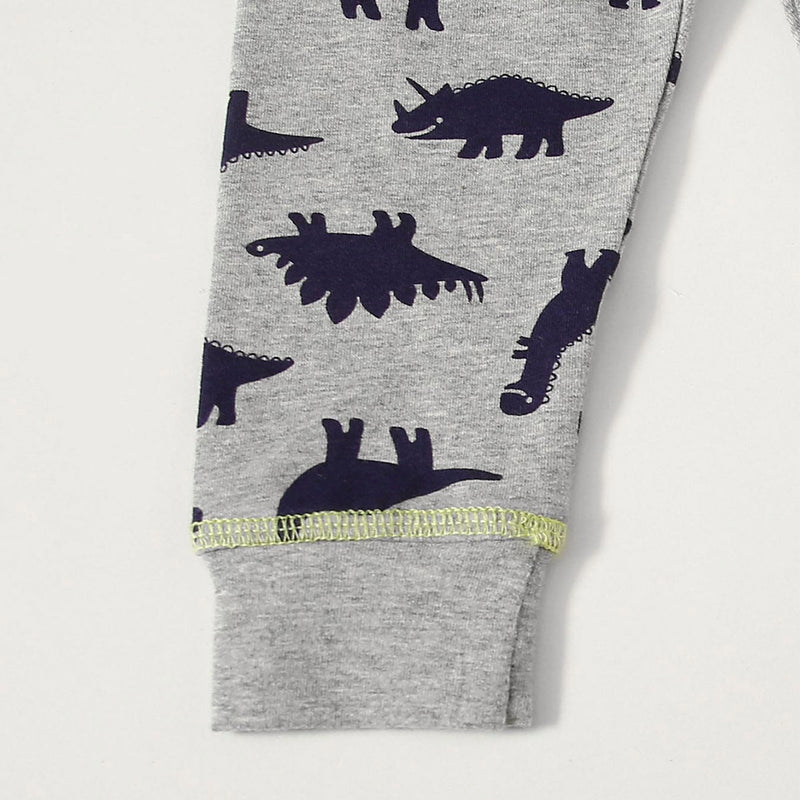 Wholesale Baby Round Collar Long-sleeve All Over Printing Dinosaur 2 Pieces Suit in Bulk - PrettyKid