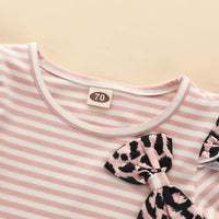 Leopard Pattern Striped Dress for Baby Girl - PrettyKid