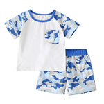 Boys Camouflage Saliva T-Shirts And Shorts Toddler Clothing Sets - PrettyKid
