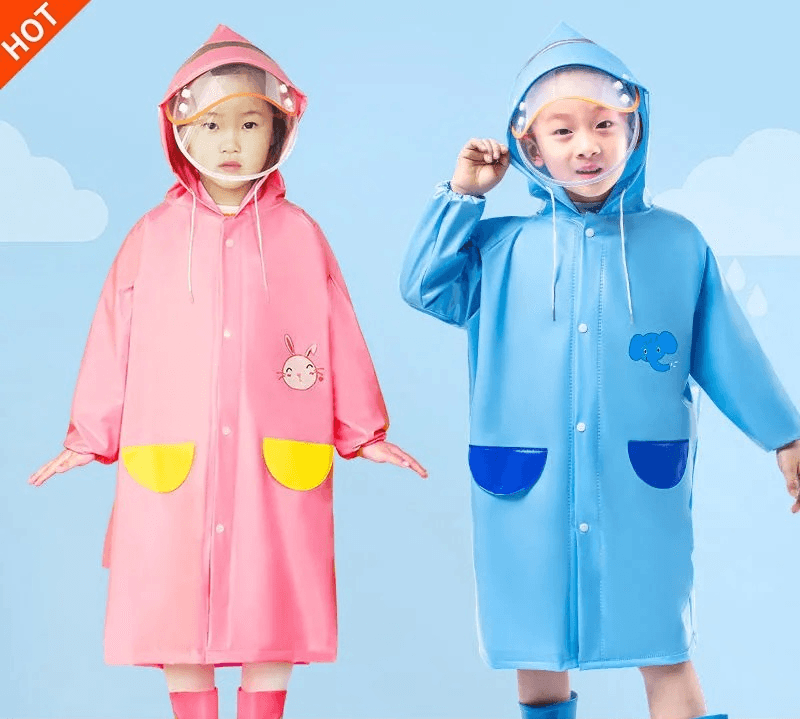 Solid Color Long One-piece Children's Raincoat Kids Wear Supplier - PrettyKid