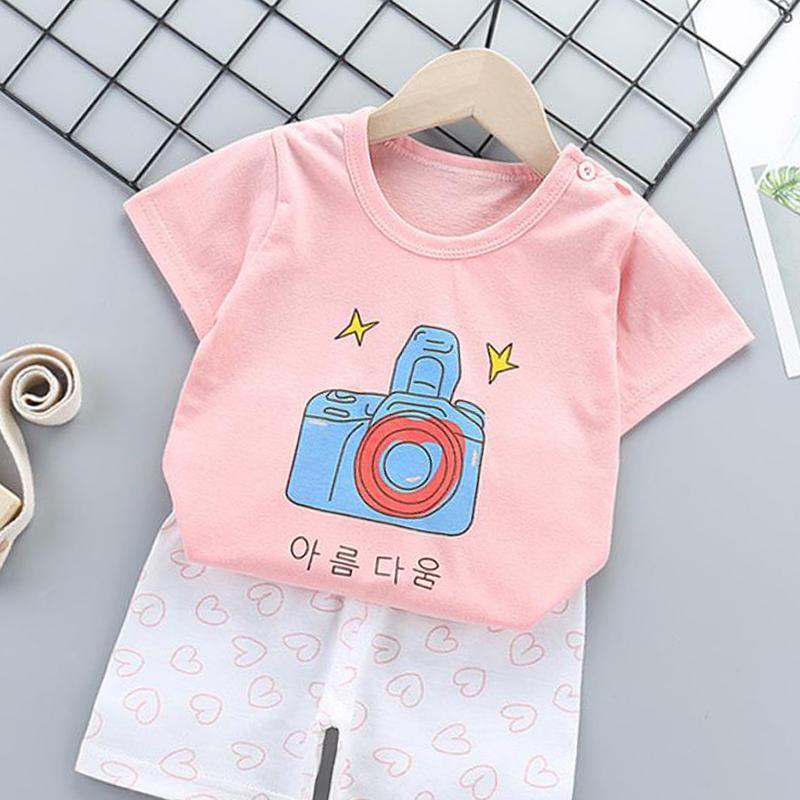 2pcs Cute Prints T-shirt and Pants No Shoes - PrettyKid